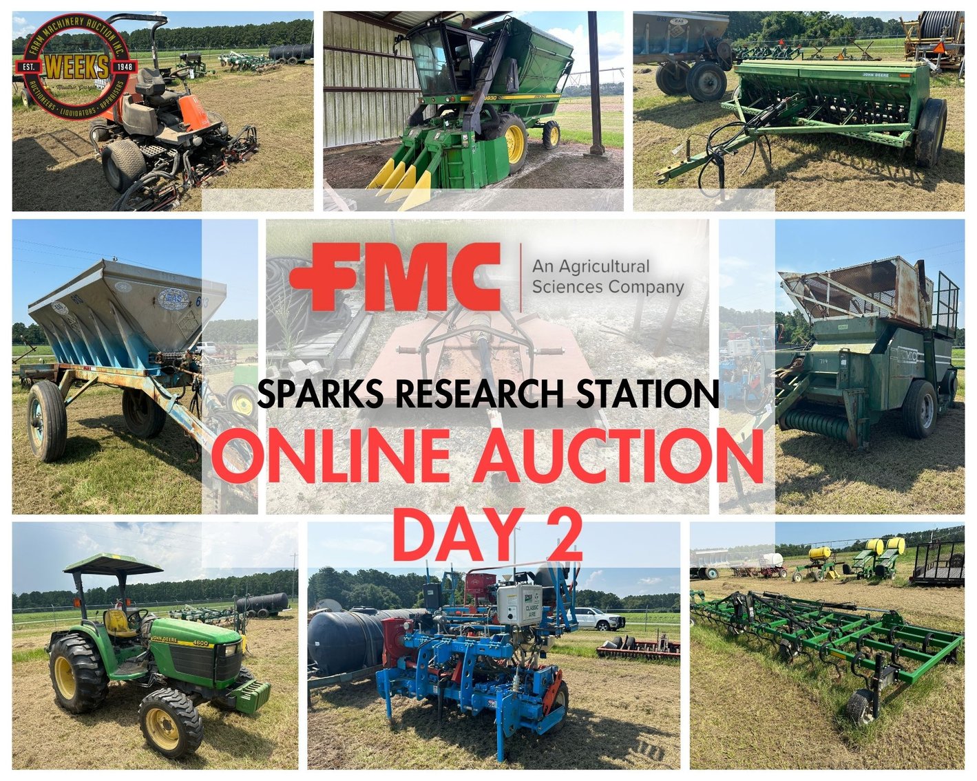 Image for Day 2 - FMC Sparks Tractor, Tillage & Harvest Implements, Shop Tools, Spray Equipment & More