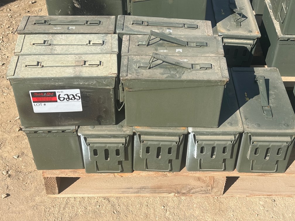 Qty of 11 Military Steel Ammunition Cans/Boxes