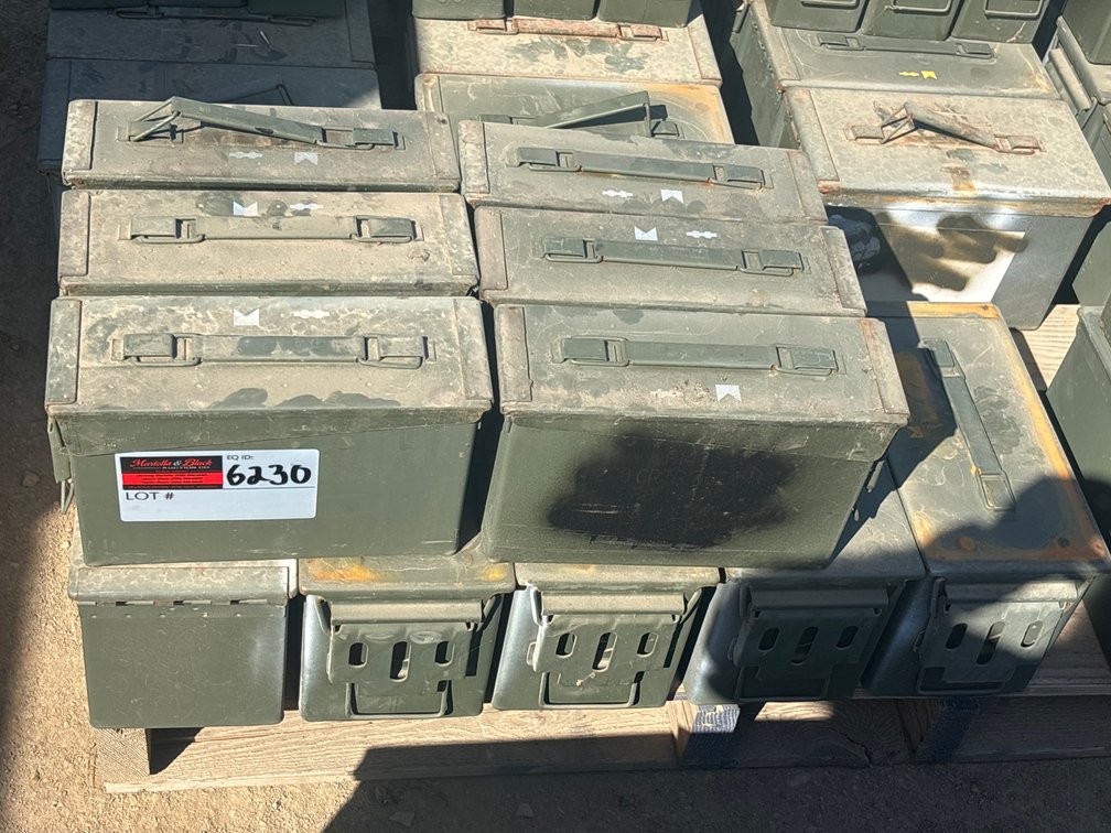 Qty of 11 Military Steel Ammunition Cans/Boxes